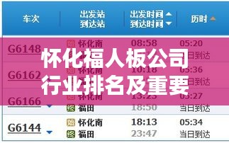 怀化福人板公司行业排名及重要行业地位解析