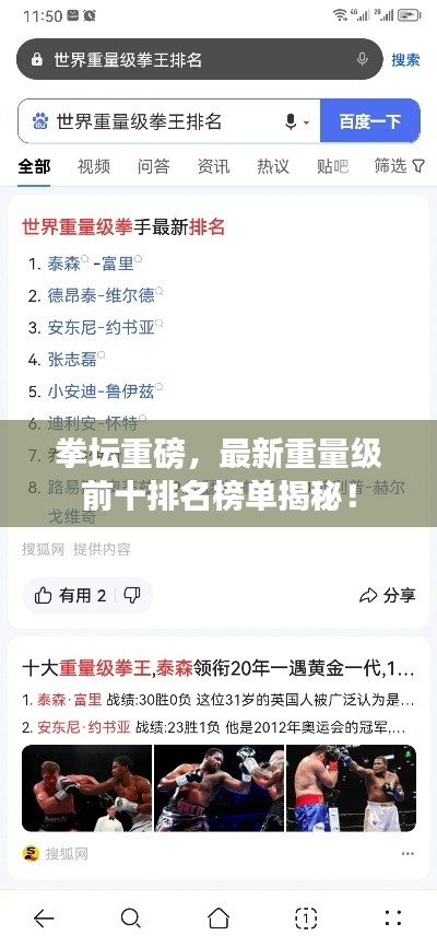拳坛重磅，最新重量级前十排名榜单揭秘！