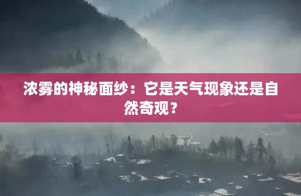 浓雾的神秘面纱：它是天气现象还是自然奇观？