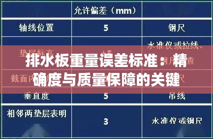 排水板重量误差标准：精确度与质量保障的关键