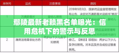 鄢陵最新老赖黑名单曝光：信用危机下的警示与反思