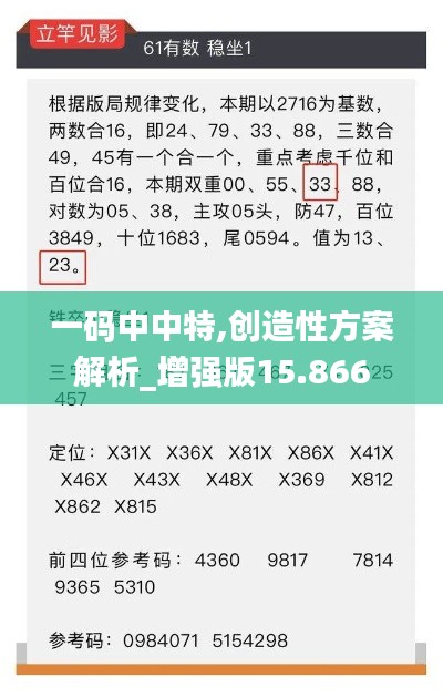 一码中中特,创造性方案解析_增强版15.866