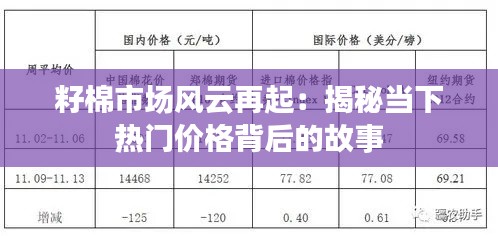 籽棉市场风云再起：揭秘当下热门价格背后的故事