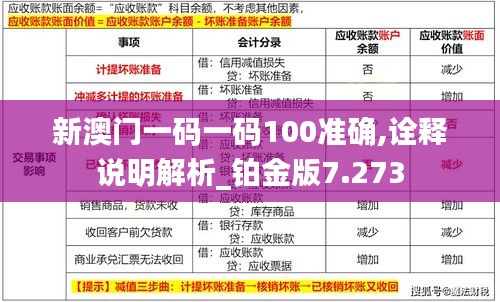 新澳门一码一码100准确,诠释说明解析_铂金版7.273