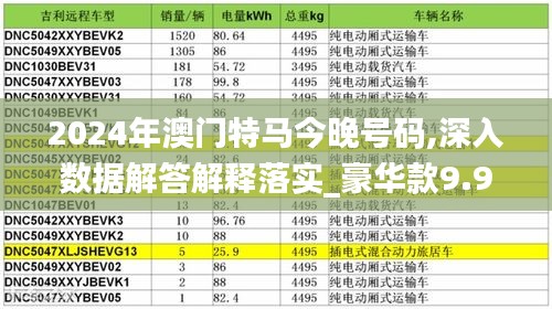 2024年澳门特马今晚号码,深入数据解答解释落实_豪华款9.993