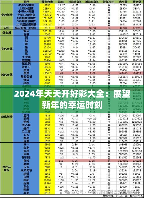 2024年天天开好彩大全：展望新年的幸运时刻