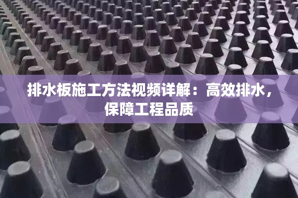 排水板施工方法视频详解：高效排水，保障工程品质