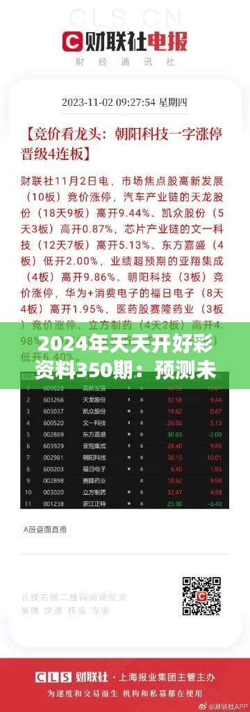 2024年天天开好彩资料350期：预测未来彩票趋势的风向标