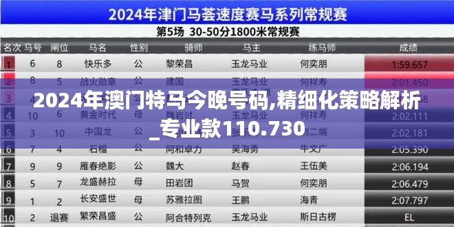 2024年澳门特马今晚号码,精细化策略解析_专业款110.730