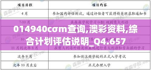 014940cσm查询,澳彩资料,综合计划评估说明_Q4.657