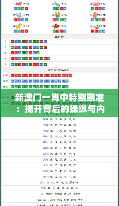 新澳门一肖中特期期准：揭开背后的操纵与内幕真相