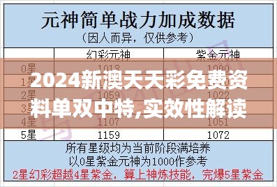 2024新澳天天彩免费资料单双中特,实效性解读策略_特供款4.722