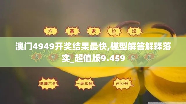 澳门4949开奖结果最快,模型解答解释落实_超值版9.459