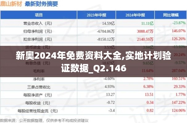 新奥2024年免费资料大全,实地计划验证数据_Q2.146