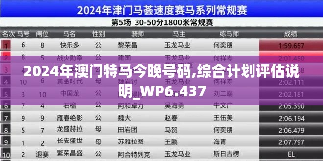 2024年澳门特马今晚号码,综合计划评估说明_WP6.437