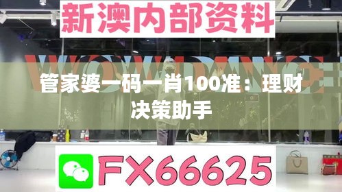 管家婆一码一肖100准：理财决策助手