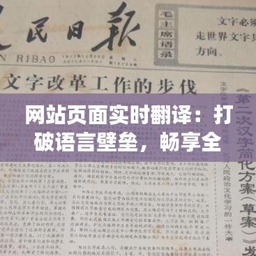 网站页面实时翻译：打破语言壁垒，畅享全球信息