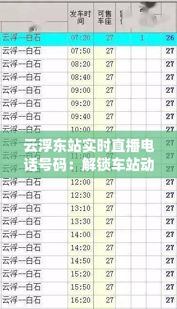 云浮东站实时直播电话号码：解锁车站动态的便捷窗口