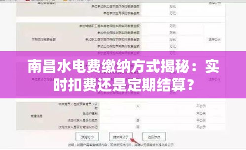 南昌水电费缴纳方式揭秘：实时扣费还是定期结算？