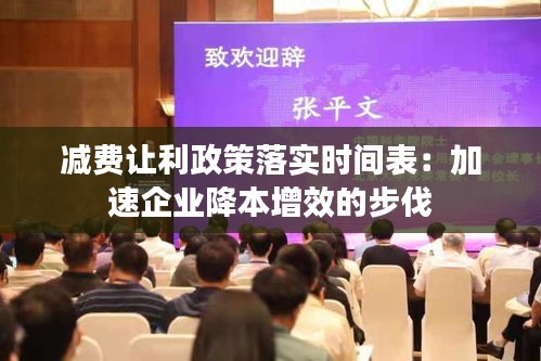 减费让利政策落实时间表：加速企业降本增效的步伐