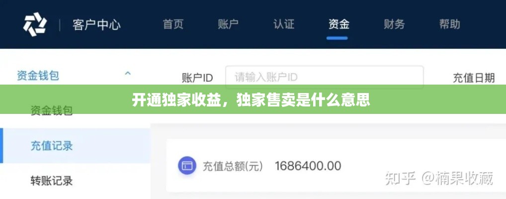 开通独家收益，独家售卖是什么意思 