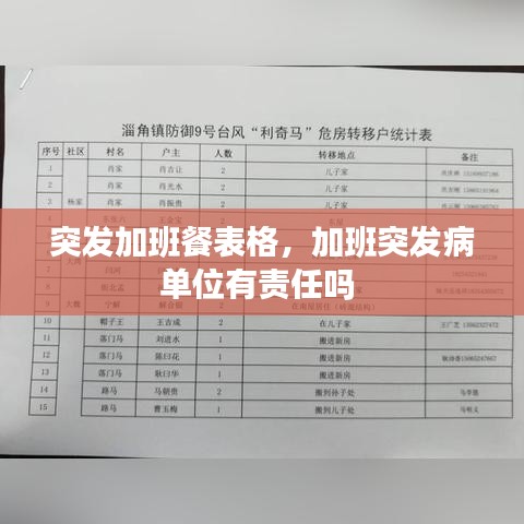 突发加班餐表格，加班突发病单位有责任吗 