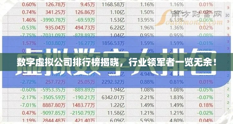 数字虚拟公司排行榜揭晓，行业领军者一览无余！