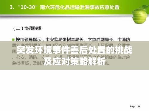 突发环境事件善后处置的挑战及应对策略解析