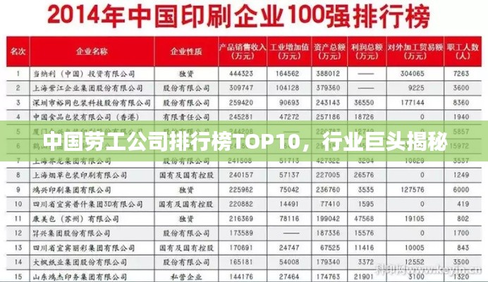 中国劳工公司排行榜TOP10，行业巨头揭秘