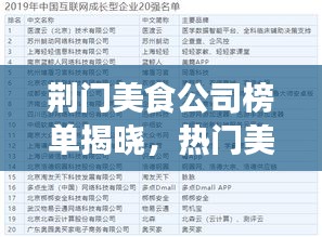 荆门美食公司榜单揭晓，热门美食企业排名来袭！