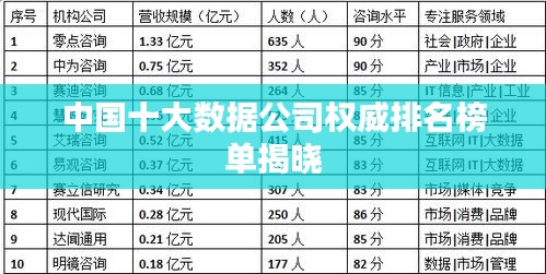 中国十大数据公司权威排名榜单揭晓