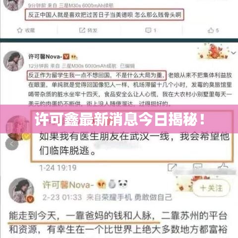 许可鑫最新消息今日揭秘！